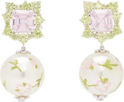 Shushu-tong Painted Pearl Gemstone Earrings In Pink