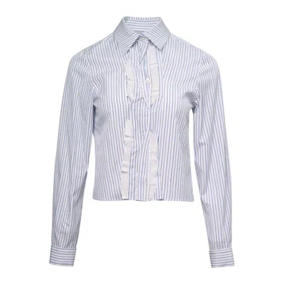 Shushu-tong Pin-tuck Placket Long-sleeve Blouse In White
