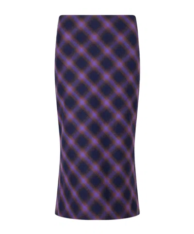 Shushu-tong Checked Cotton-blend Midi Skirt In Purple