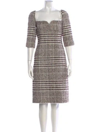 Pre-owned Shushu-tong Plaid Print Knee-length Dress In Neutral