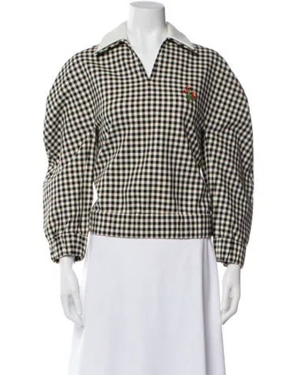 Pre-owned Shushu-tong Plaid Print Long Sleeve Top In Multi