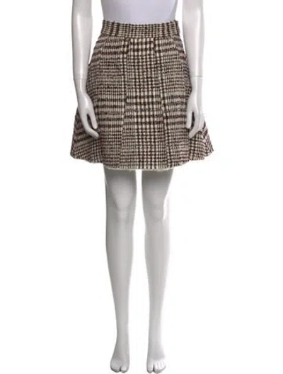 Pre-owned Shushu-tong Plaid Print Mini Skirt In Burgundy