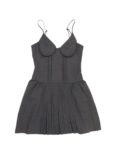 Shushu-tong Pleated Cupped Mini Dress In Gray