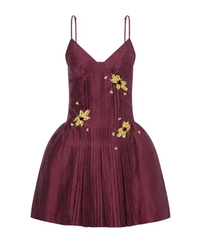 Shushu-tong Pleated Dress In Burgundy