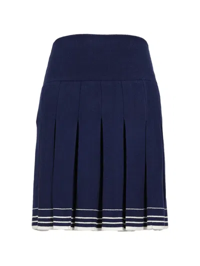 Shushu-tong Pleated Knit Mini Skirt In Blue