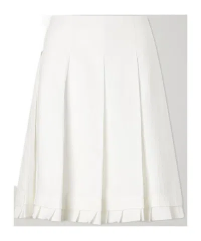 Shushu-tong Pleated Linen Midi Skirt In White