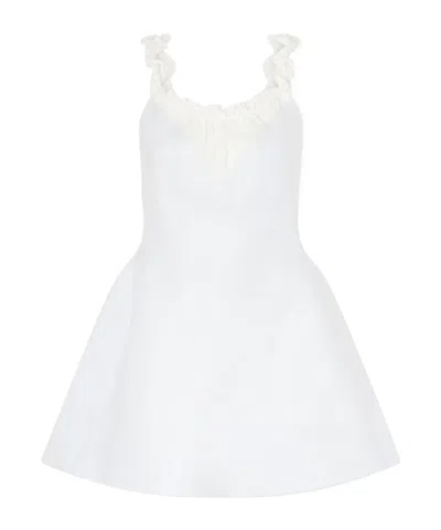 Shushu-tong Gathered Paneled Linen Mini Dress In White