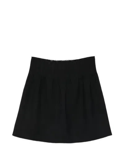 Shushu-tong Blue Low-rise Pleated Skirt In Black