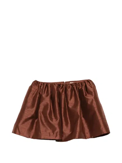 Shushu-tong Pleated Slub-texture Skirt In Burgundy