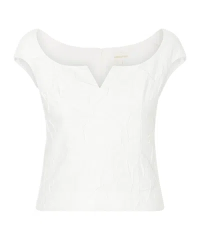Shushu-tong Crinkled Cotton-blend Top In White