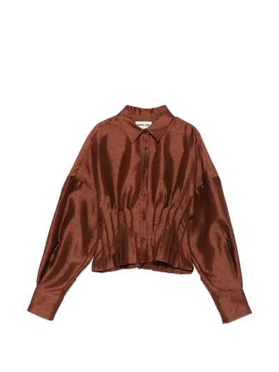 Shushu-tong Pleated-waist Shirt In Brown