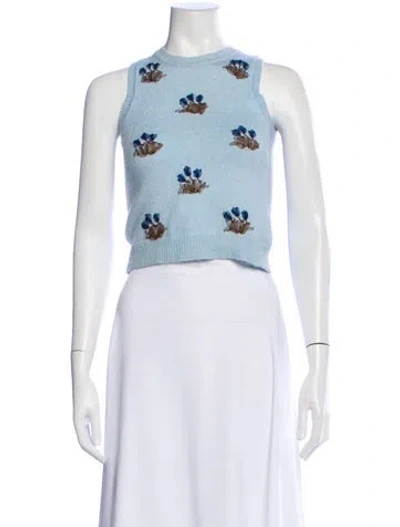 Pre-owned Shushu-tong Printed Crew Neck Sweater In Blue