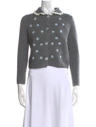 Pre-owned Shushu-tong Printed Crew Neck Sweater In Gray