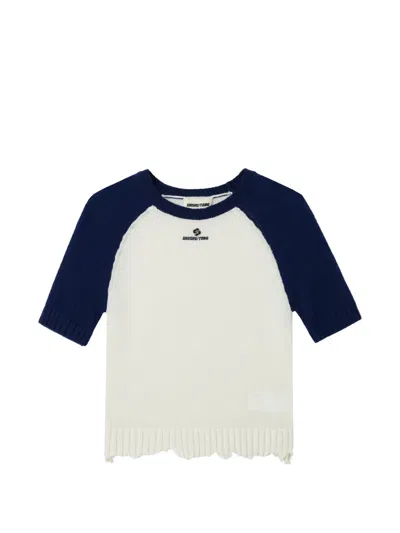 Shushu-tong Raglan-sleeve Distressed-effect Sweater In White