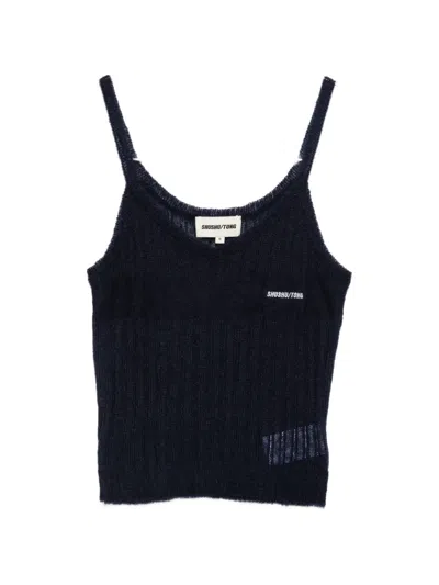 Shushu-tong Ribbed Logo-embroidered Top In Blue