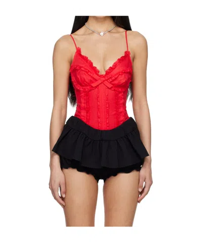 Shushu-tong Ruffled Bow-detail Bodysuit In Pink