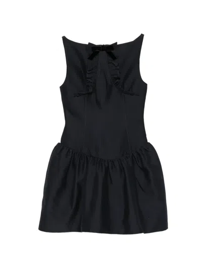 Shushu-tong Bow-detail Ruffled Gathered Cady Mini Dress In Black