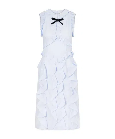 Shushu-tong Ruffled Linen Midi Dress In Blue
