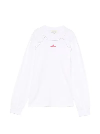 Shushu-tong Ruffled Long-sleeve T-shirt In White