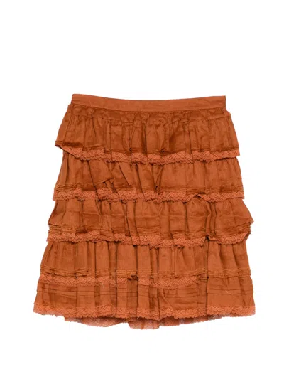 Shushu-tong Ruffled Mini Skirt In Brown