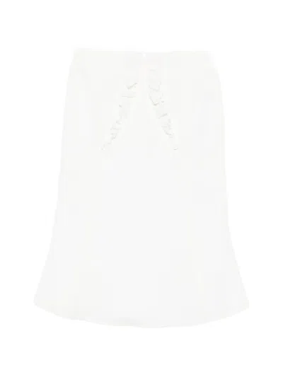 Shushu-tong Ruffle-trimmed Flared Skirt In White