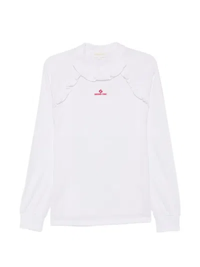 Shushu-tong Ruffle-trimmed Logo-embroidered T-shirt In White