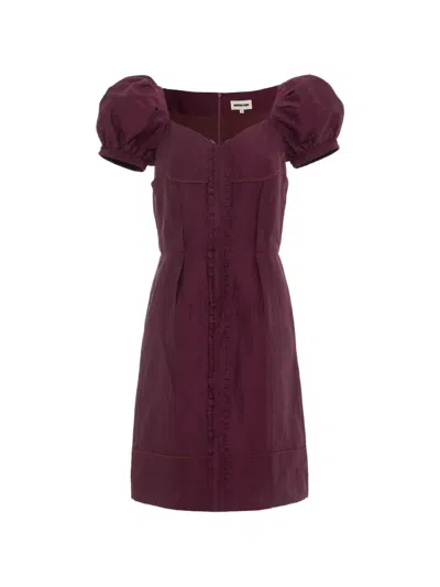 Shushu-tong Ruffle-trimmed Puff-sleeve Midi Dress In Red