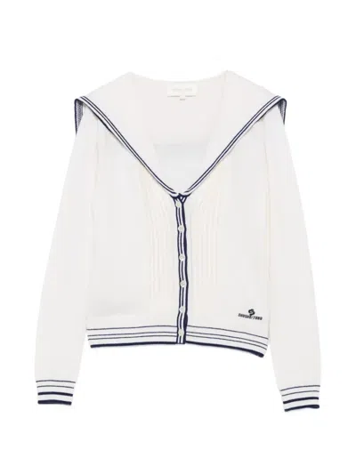 Shushu-tong Sailor-collar Cardigan In White