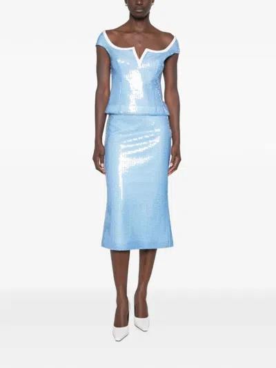 Shushu-tong Sequin-embellished Midi Skirt In Blue