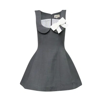 Shushu-tong Side Bow A-line Dress In Gray