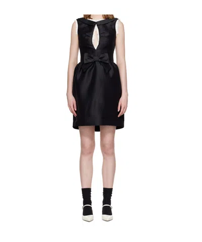 Shushu-tong Bow-detailed Silk-trimmed Crepe Mini Dress In Black