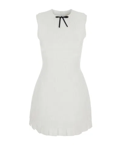 Shushu-tong Tie-detail Sleeveless Pleated Mini Dress In White
