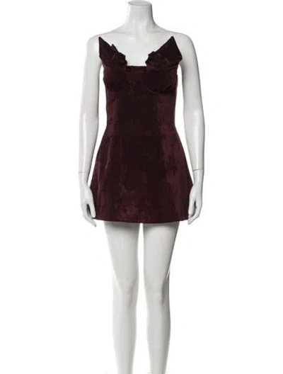 Pre-owned Shushu-tong Square Neckline Mini Dress In Burgundy