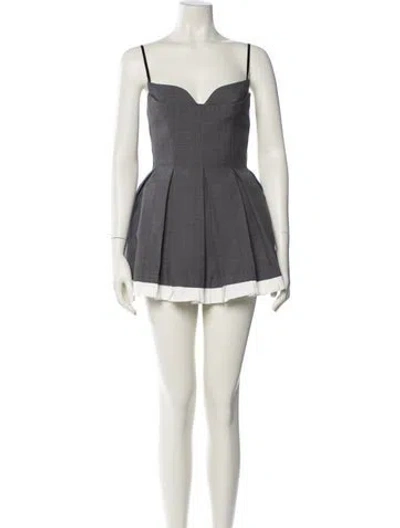 Pre-owned Shushu-tong Square Neckline Mini Dress In Gray