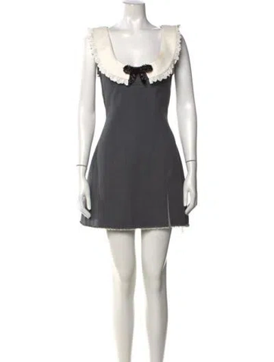 Pre-owned Shushu-tong Square Neckline Mini Dress In Grey