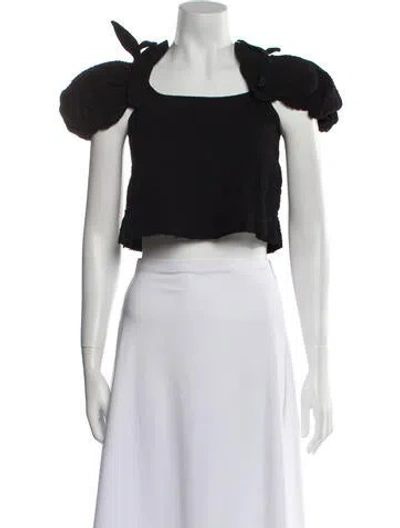 Pre-owned Shushu-tong Square Neckline Short Sleeve Crop Top In Black