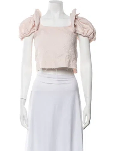 Pre-owned Shushu-tong Square Neckline Short Sleeve Crop Top In Pink