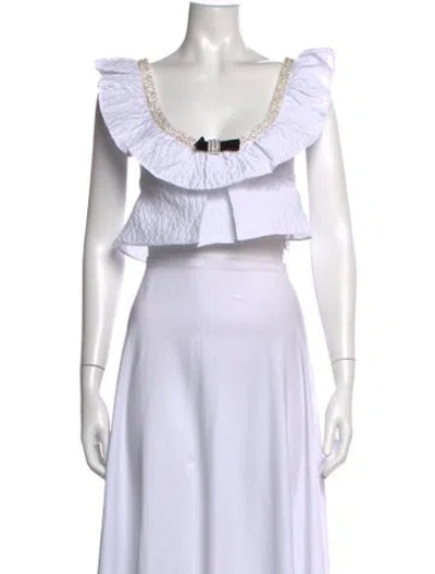 Pre-owned Shushu-tong Square Neckline Sleeveless Crop Top In White