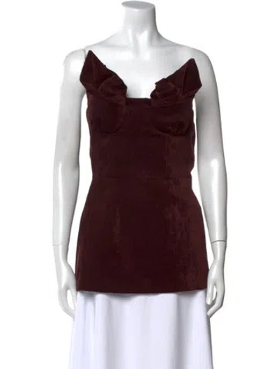 Pre-owned Shushu-tong Square Neckline Sleeveless Top In Burgundy