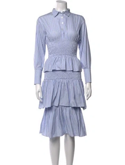 Pre-owned Shushu-tong Striped Knee-length Dress In Blue