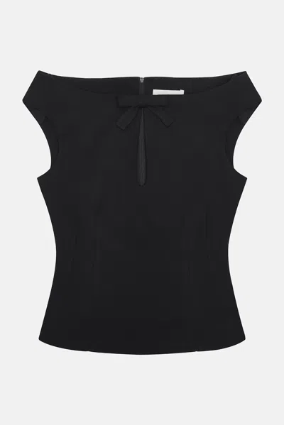 Shushu-tong Teardrop Cut-out Off-shoulder Cropped Top In Black