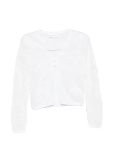 Shushu-tong Threadwork Bow Cardigan In White