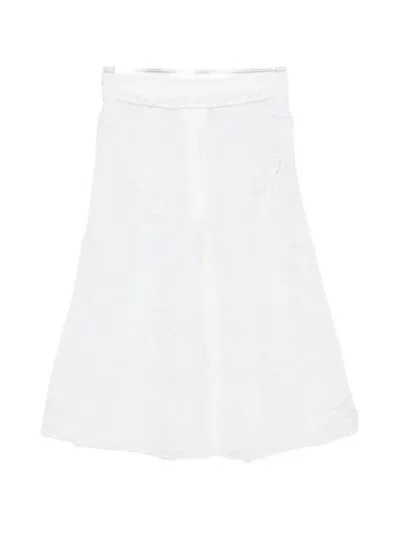 Shushu-tong Threadwork Knit Skirt In White