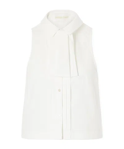 Shushu-tong Tie-detailed Cotton-poplin Blouse In White