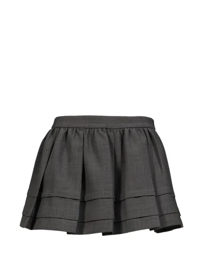 Shushu-tong Tiered Pleated Mini Skirt In Gray