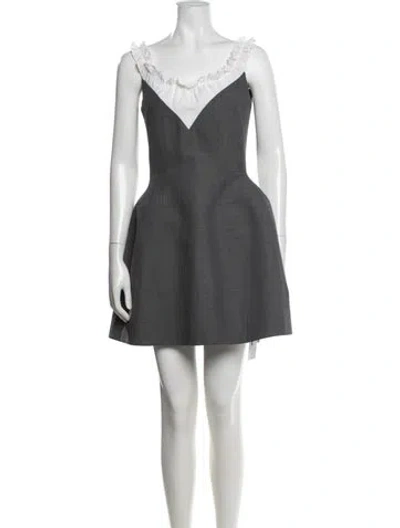 Pre-owned Shushu-tong V-neck Mini Dress In Grey