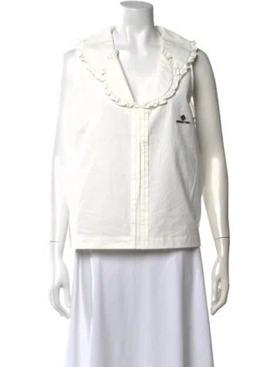 Pre-owned Shushu-tong V-neck Sleeveless Blouse In Green