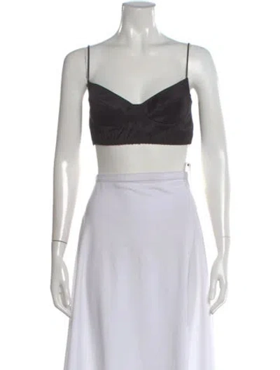 Pre-owned Shushu-tong V-neck Sleeveless Crop Top In Gray