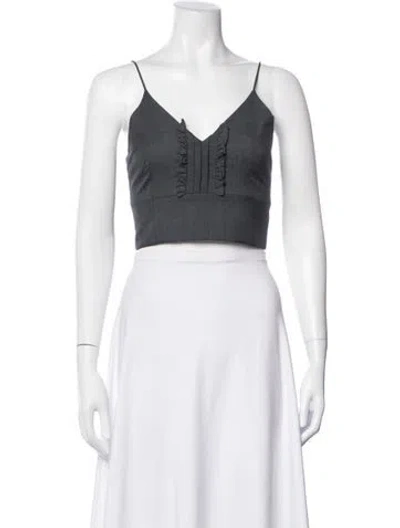 Pre-owned Shushu-tong V-neck Sleeveless Crop Top In Gray