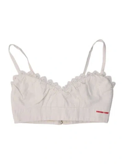 Pre-owned Shushu-tong V-neck Sleeveless Crop Top In White